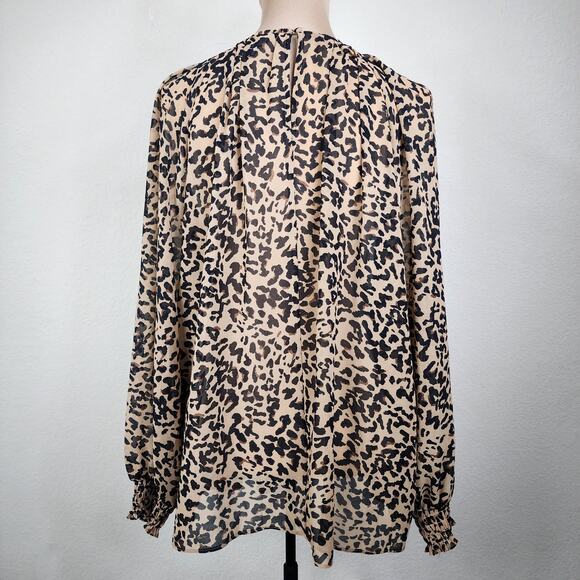 Ava & Viv 2X Leopard Cheetah Print Long Sleeve Blouse - Picture 5 of 5